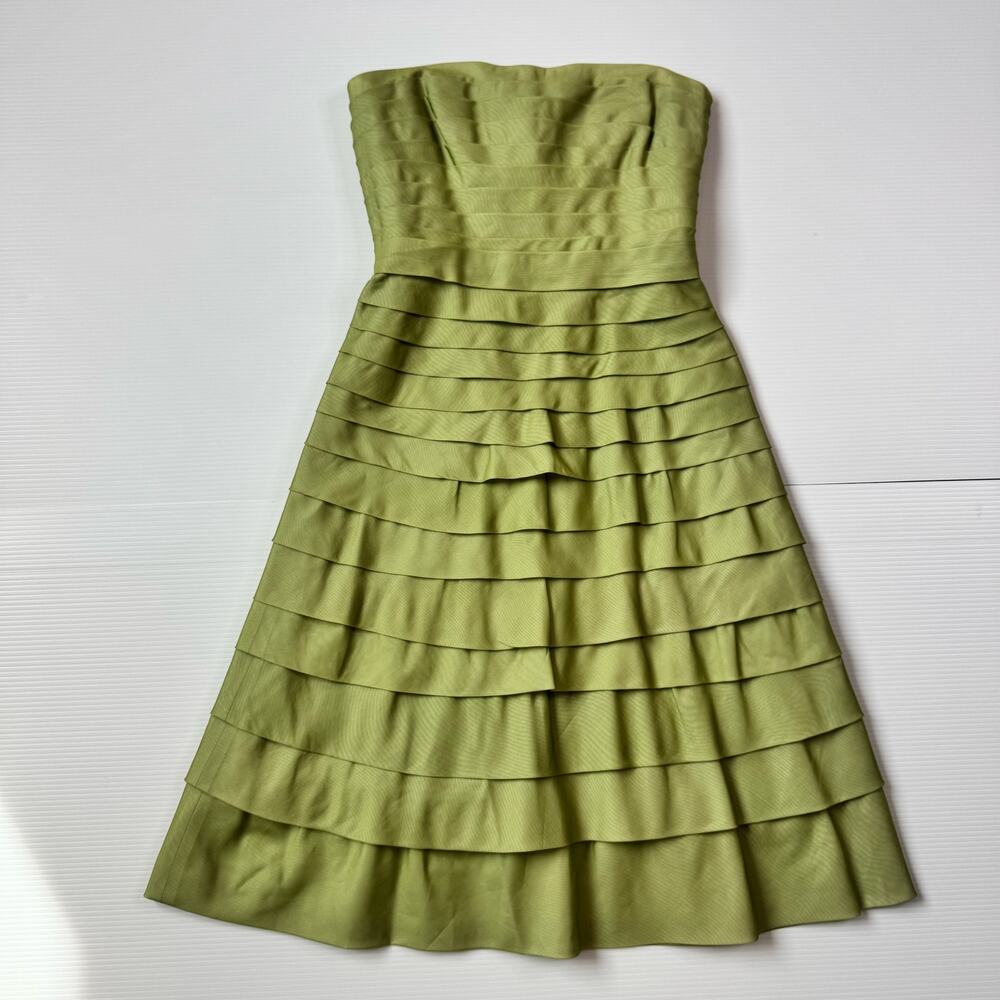 BCBGMAXAZRIA Silk Organza Tiered Bandage Dress Green Women’s 4 Garden Easter - Picture 6 of 16